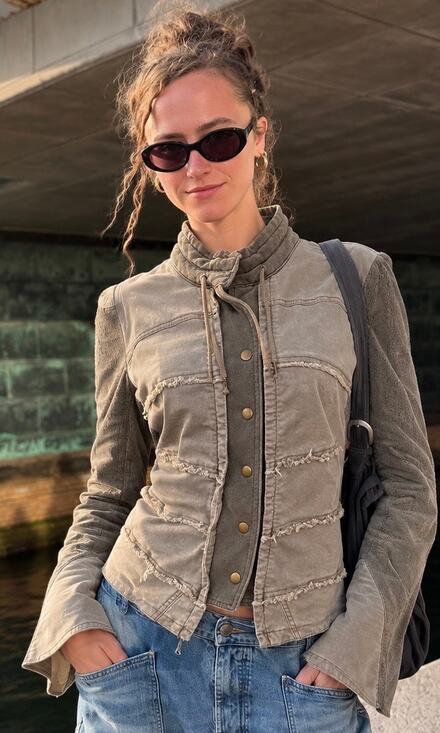 Free People Jackets & Blazers - Free People Olive Utility Inspired Stretch Cotton  Jacquard Jacket Medium